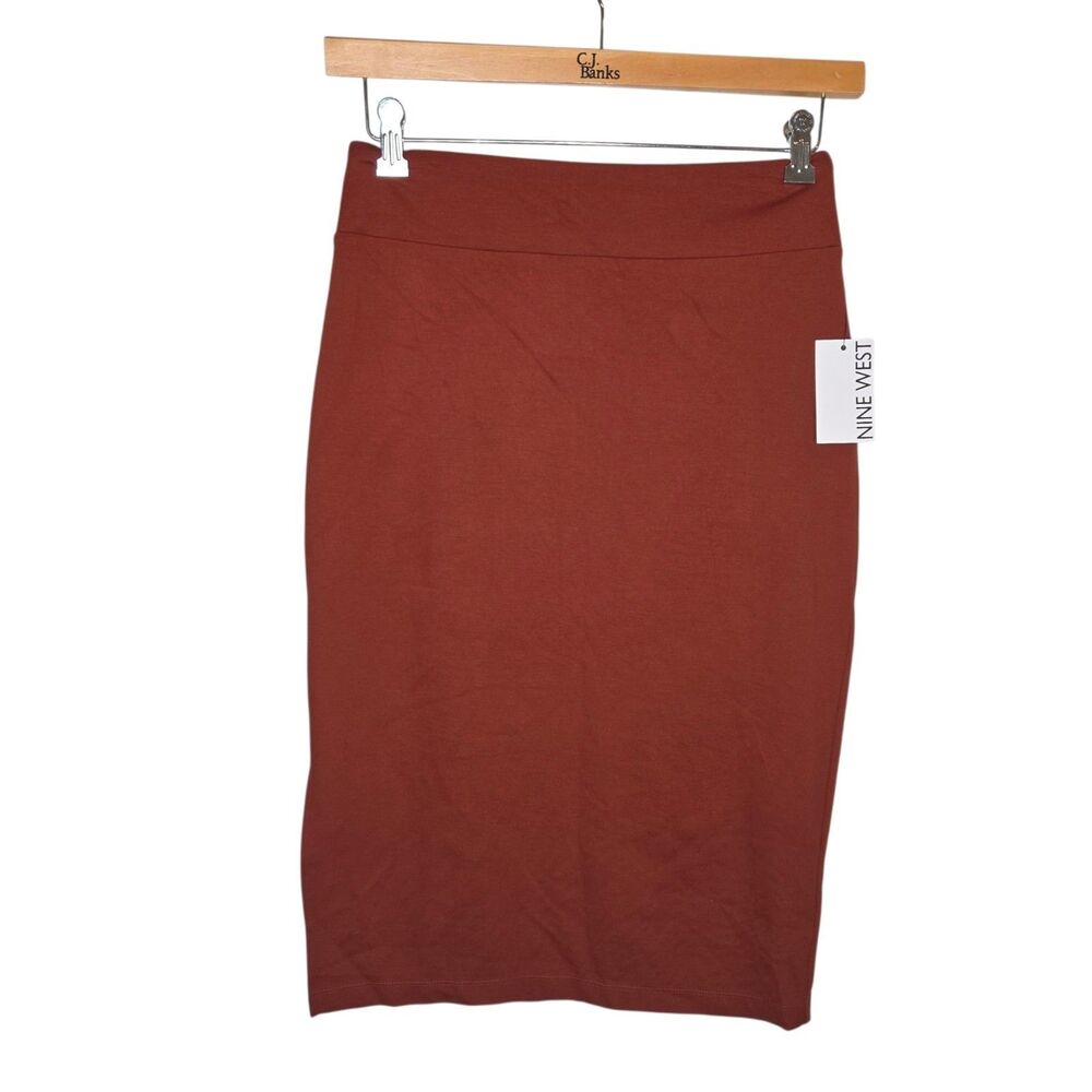 Nine West Ponte Pencil Skirt Size S, Cherry Rust NWT